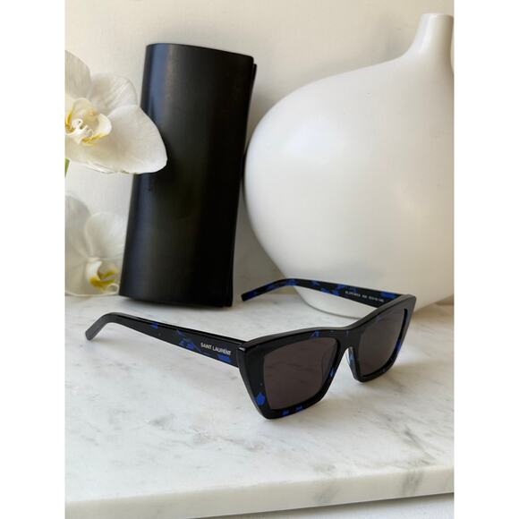 NEW Saint Laurent SL276 Mica Blue Havana Cat Eye Sunglasses - Picture 7 of 8